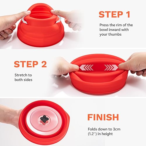 Miniatura 7 de Li&Zhao - Máquina de palomitas de maíz de silicona, para microondas, cuencos plegables reutilizables para noches de cine familiares (rojo)