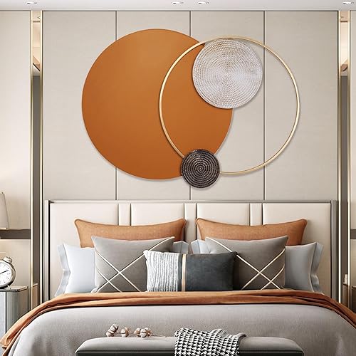 Miniatura 3 de IYTBILQ Decoración de pared de metal, decoración de pared de metal, decoración moderna creativa de círculo geométrico, decoración de pared de sala