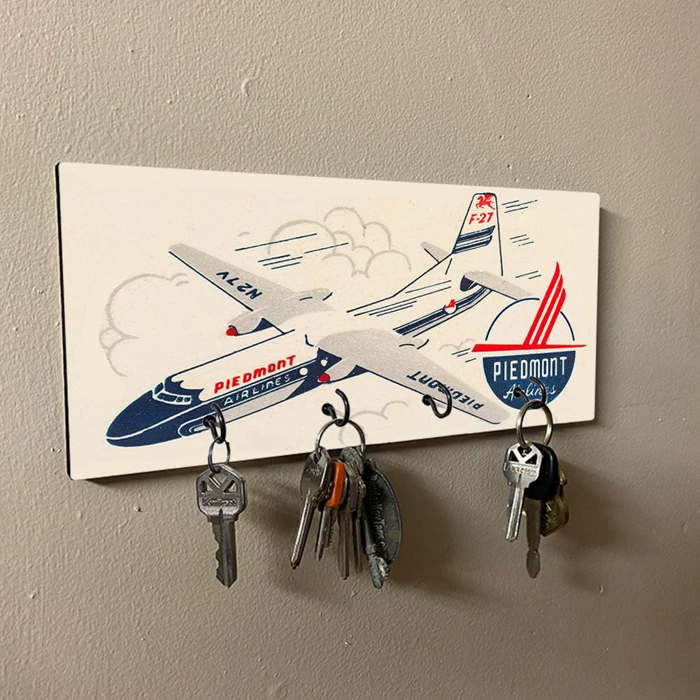 Brotherhood Vintage Compatible with Piedmont Airlines Advertising Design Key Holder Organizer Wall Mount Rack for Holders The Home Keys Ring Decorative Hangers Decor Hook Hanger