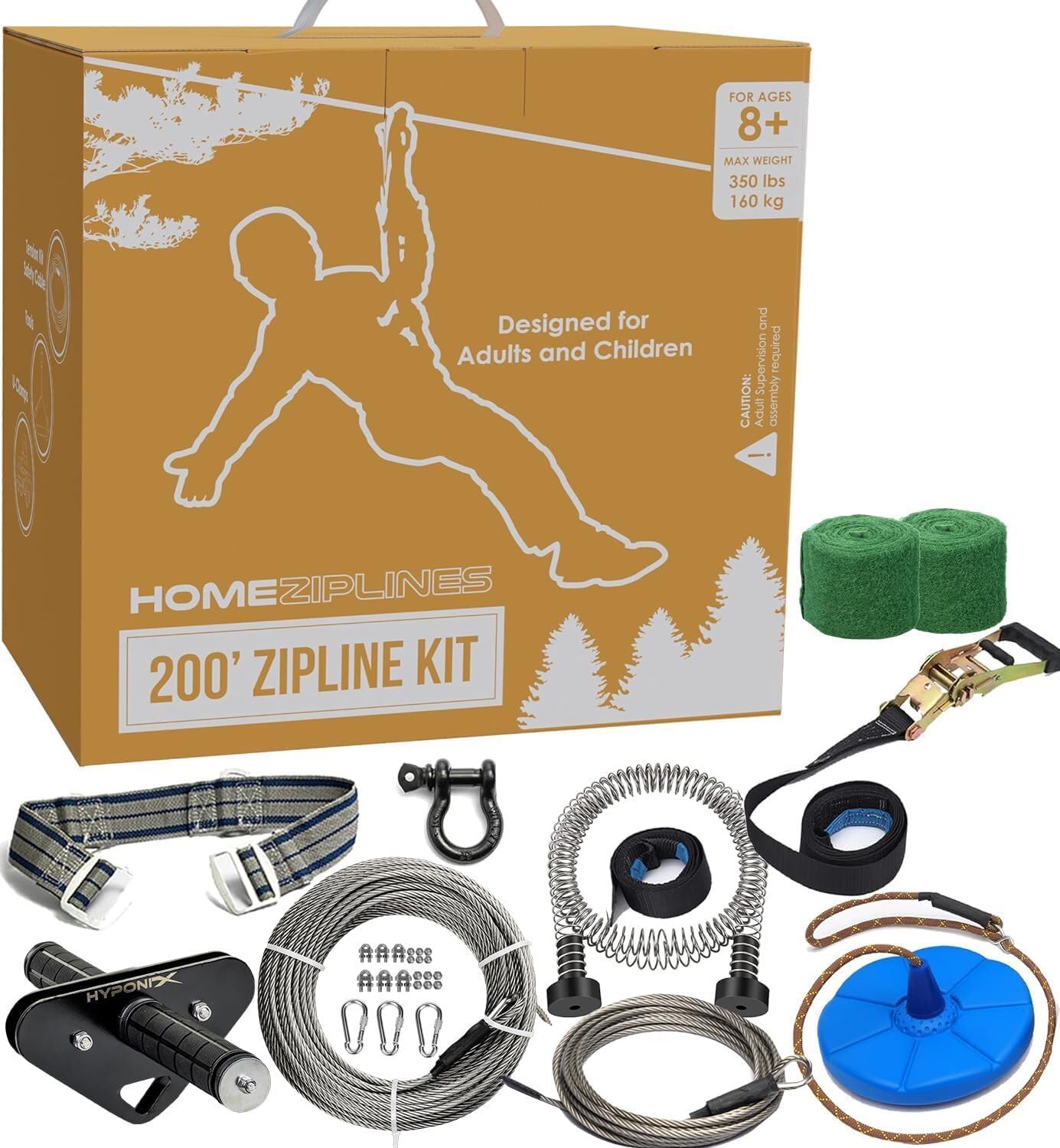 Amazon.com: Hyponix Zip Line Kit for Kids & Adults 200 Ft