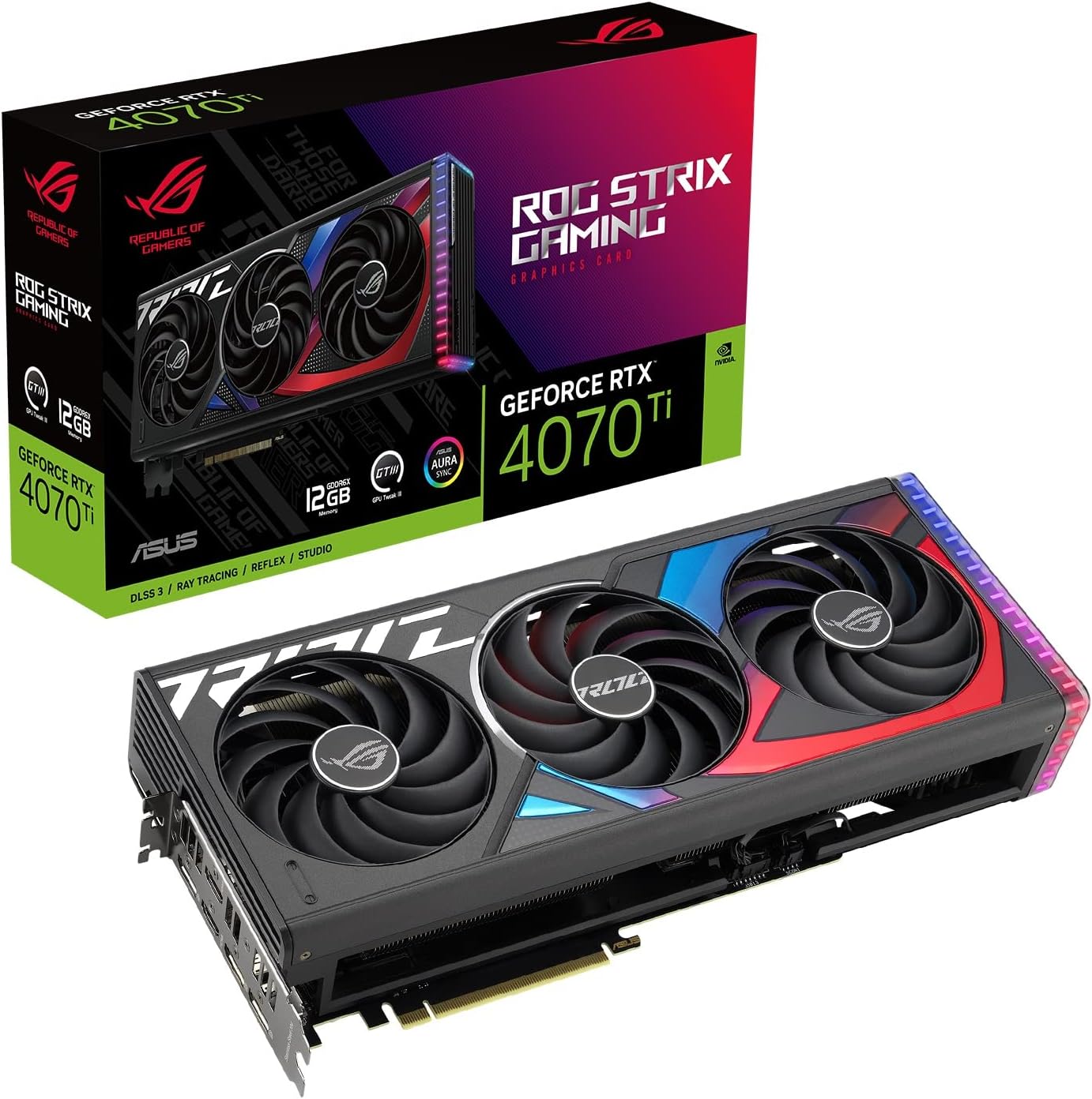 ASUS ROG Strix GeForce RTX 4070 Ti Gaming Graphics Card (PCIe 4.0, 12GB GDDR6X, HDMI 2.1a, DisplayPort 1.4a)