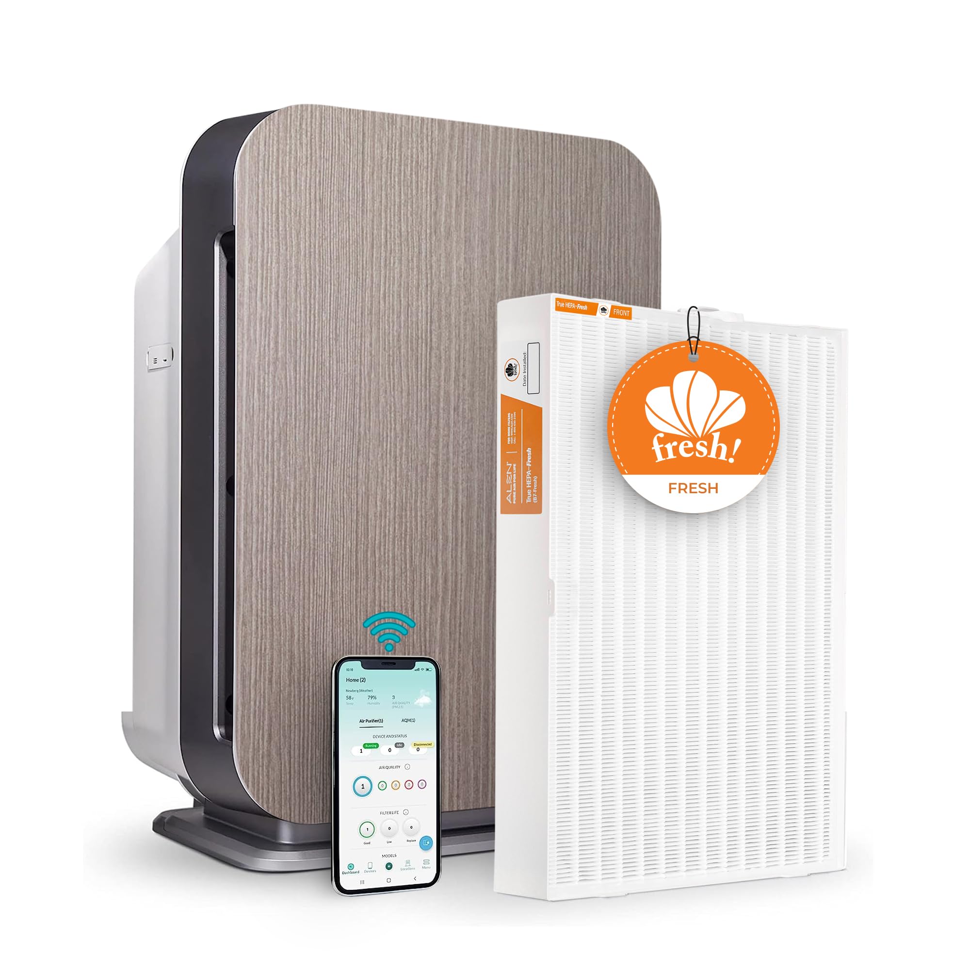 Alen Air Purifier BreatheSmart 75i HEPA with Fresh Filter + Carbon for Large Rooms up to 2600 Sq. Ft - Perfect for Living Room & Kitchen - Captures Allergens, Dust, & Mold + Household Odors & Smoke