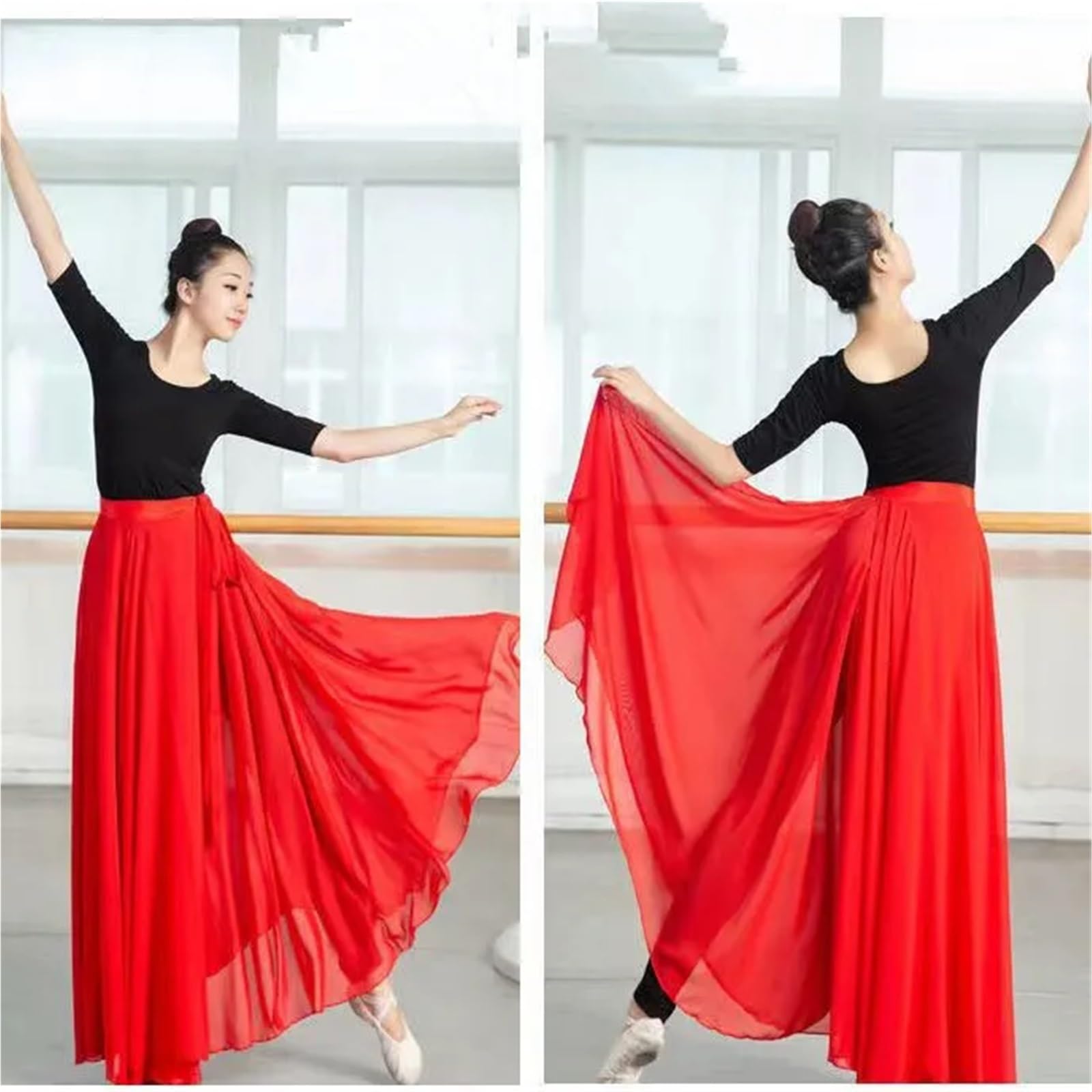 Faldas largas Elegantes de Gasa Morada con Cordones for Danza del Vientre for Mujer, for Ballet, clásica, práctica y espectáculos para Mujeres