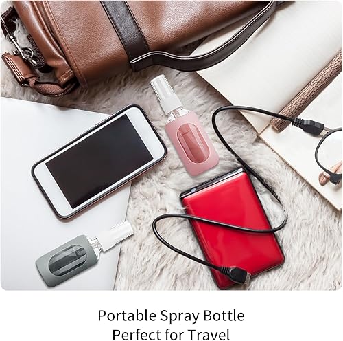 Miniatura 7 de HOMBYS Botellas pequeñas vacías de vidrio transparente de 2 onzas con protección de funda de silicona, recipientes recargables para viajes,