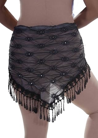 Belly Dance Sheer Hip Scarf with Fringe | Honak