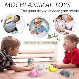 Outee 12 Pcs Mochi Animals Toys Cute Mochi Cat Stress Relief Toys Mochi Animals Party Favors for Kids Mini Animals Cat Easter Gifts for Kids Adults