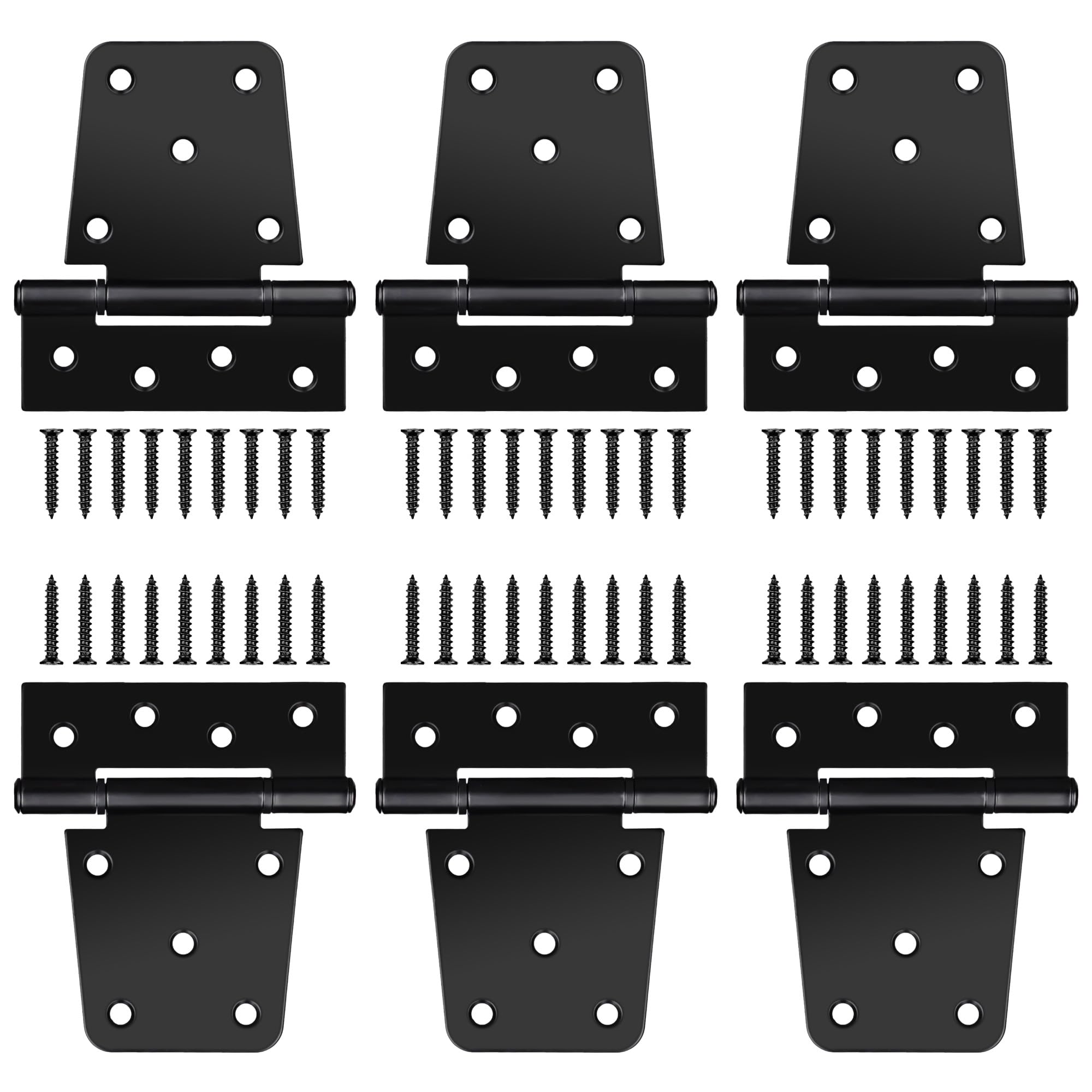 3.5 Inch Heavy Duty Gate Hinges, 6 Pack Black Iron Door Hinges