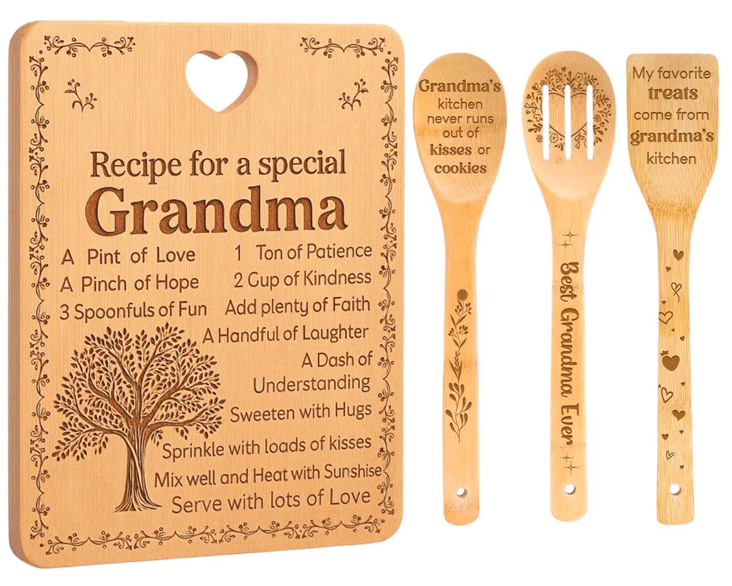 Gifts for Grandma - Birthday Gifts for Grandma from Grandchildren, Handmade Bamboo Cutting Chopping Board Set, Unique Grandmas Christma Gift, Creative Kitchen Presents for Grandmas โ image 1