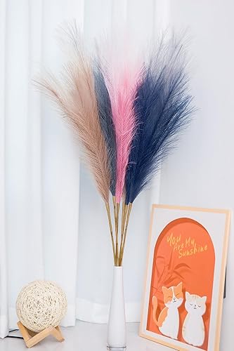 Miniatura 9 de UiiziC Hierba sintética de pampa seca y esponjosa, 6 piezas de 37.5 pulgadas, césped ascendente artificial para rellenos de jarrones, ramos de