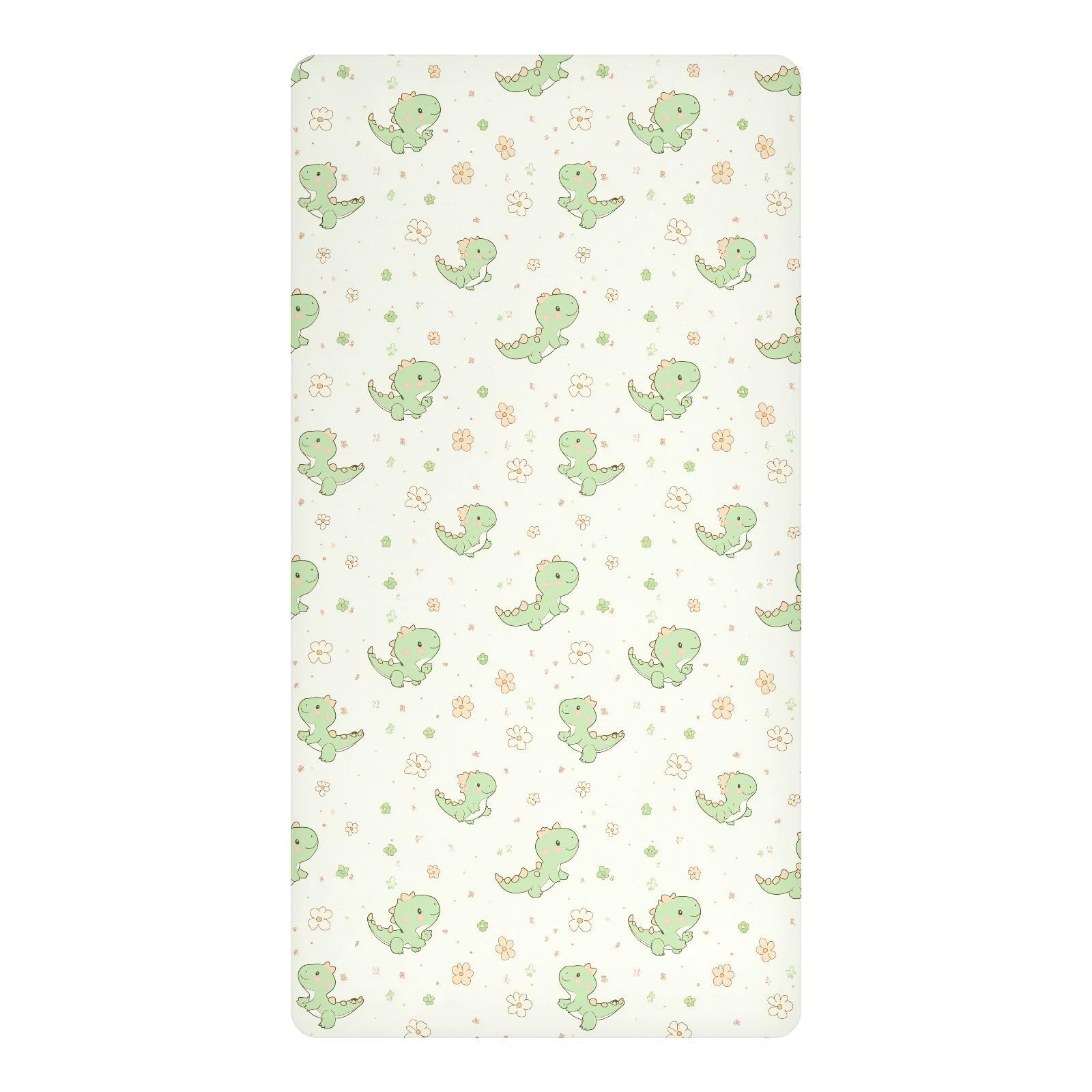 Drap de lit imperméable pour berceau 132x71 cm vert motif dinosaure