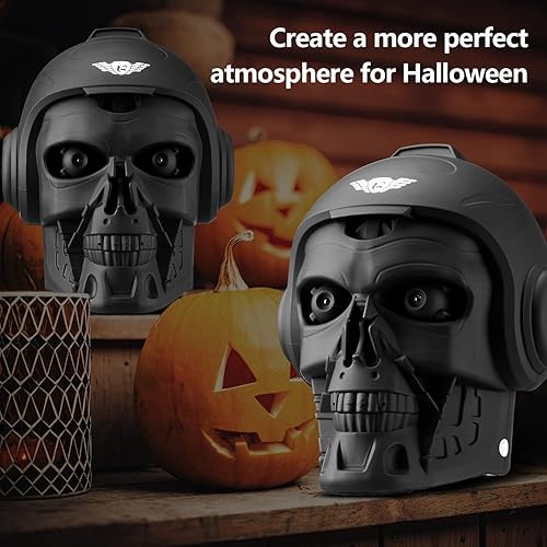 Miniatura 5 de Altavoces LED con forma de cabeza de cráneo, altavoz Bluetooth inalámbrico portátil con micrófono, diseño de arte creativo y genial altavoz estéreo