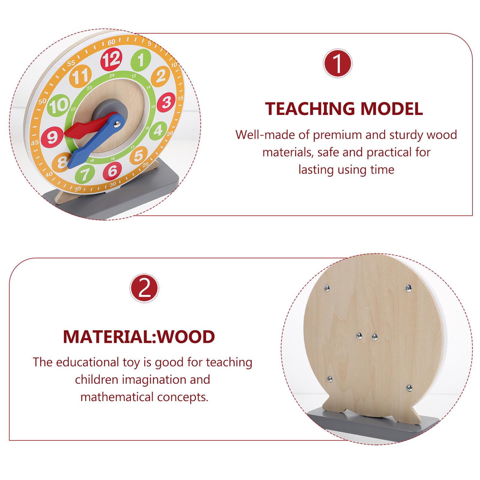 ERINGOGO Reloj Didáctico para Niños Pequeños de Madera Decoracion Colegio