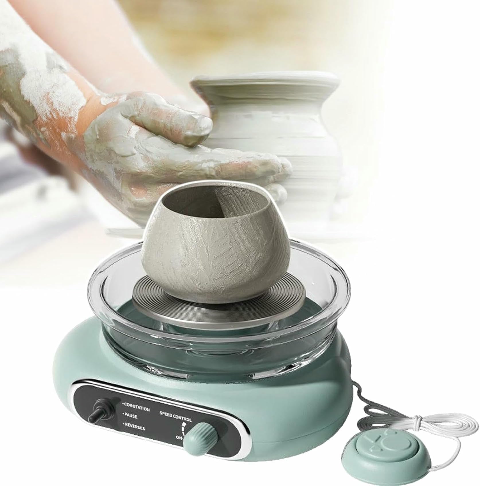 Tour de poterie électrique pour enfants de 4,7 pouces avec outils de sculpture et peinture