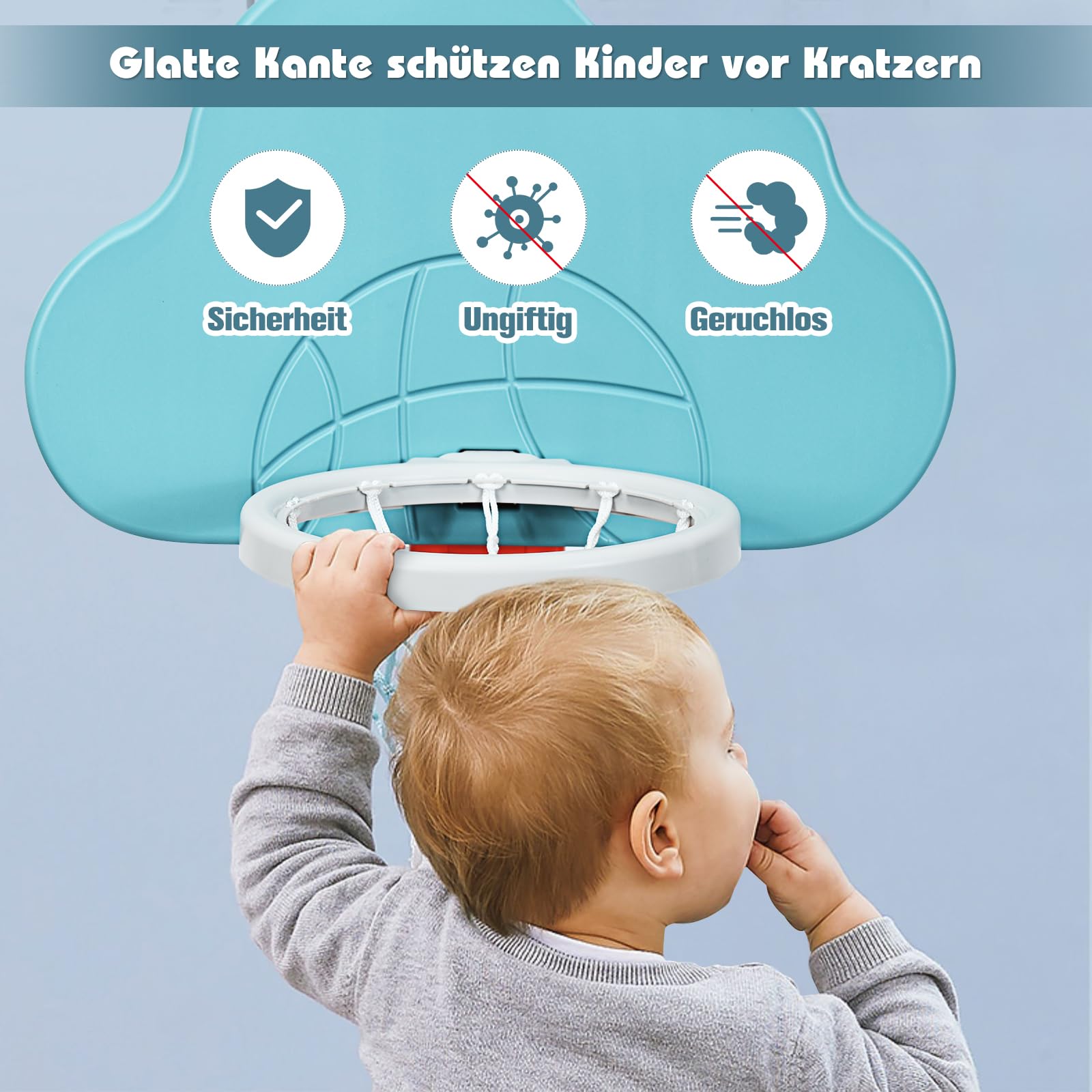 COSTWAY 3 in 1 Kinder Spielplatz, höhenverstellbarer Basketballkorb & Fußballtor & Golf, Basketballständer inkl. Bälle und Golf Club, Korbanlage für Kinder von 2-7 Jahren (Grün)