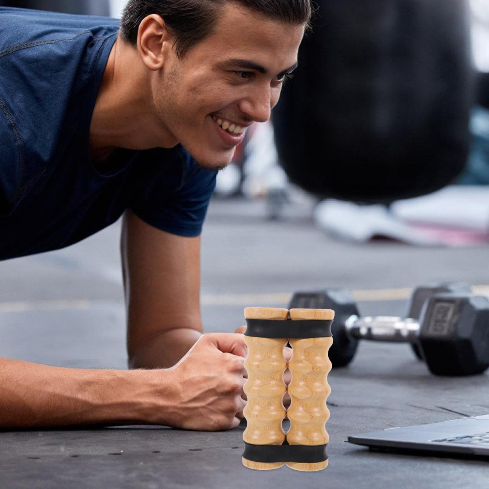 Fasce Elastiche con Manici in Legno, 2 Pezzi per Allenamento | 8 Fasce Incluse, Resistenza Regolabile, Design Portatile, Uso in Gym e Body Sculpting