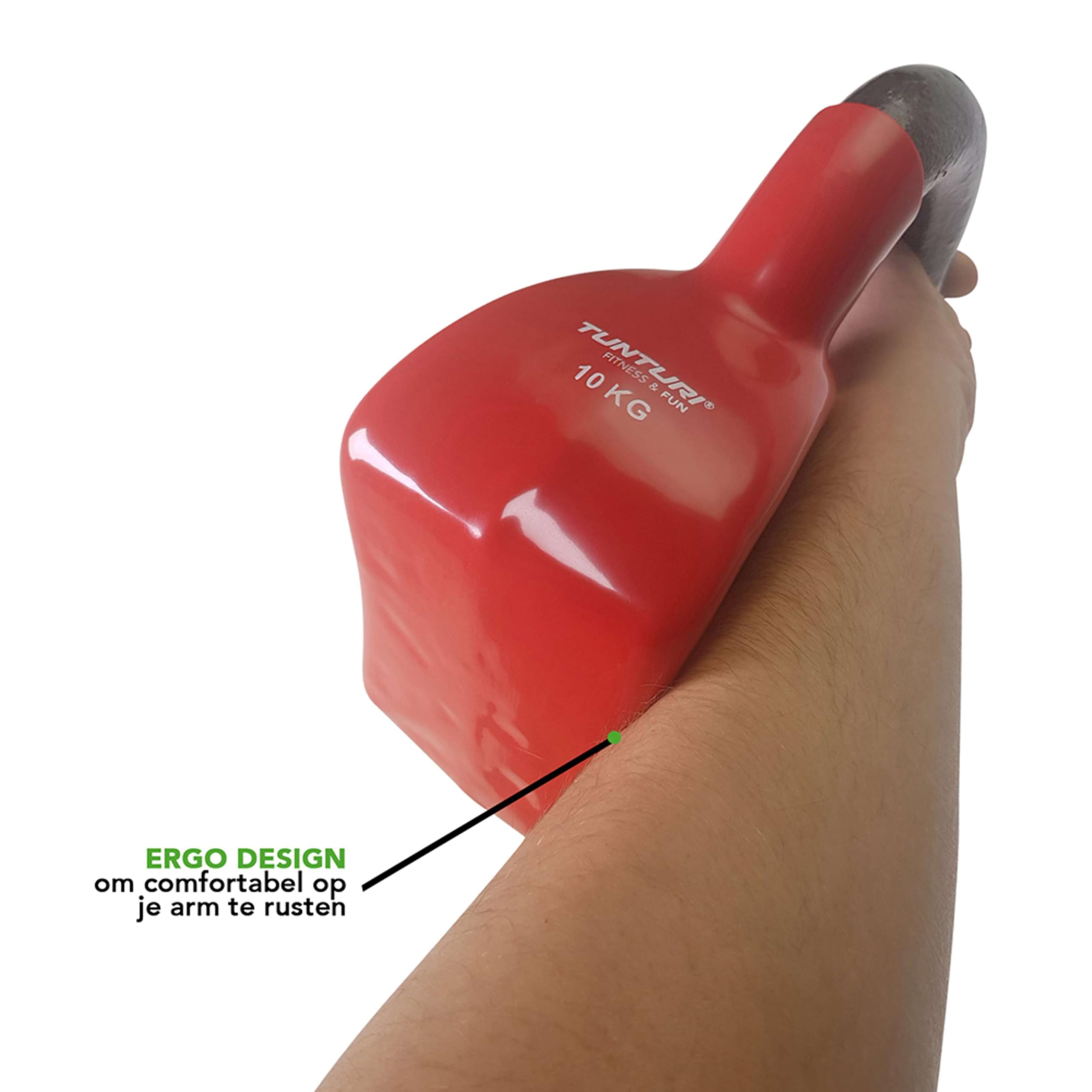 Tunturi Kugelhantel mit 10 kg in Gusseisen mit Vinyl, farbige Kettlebell