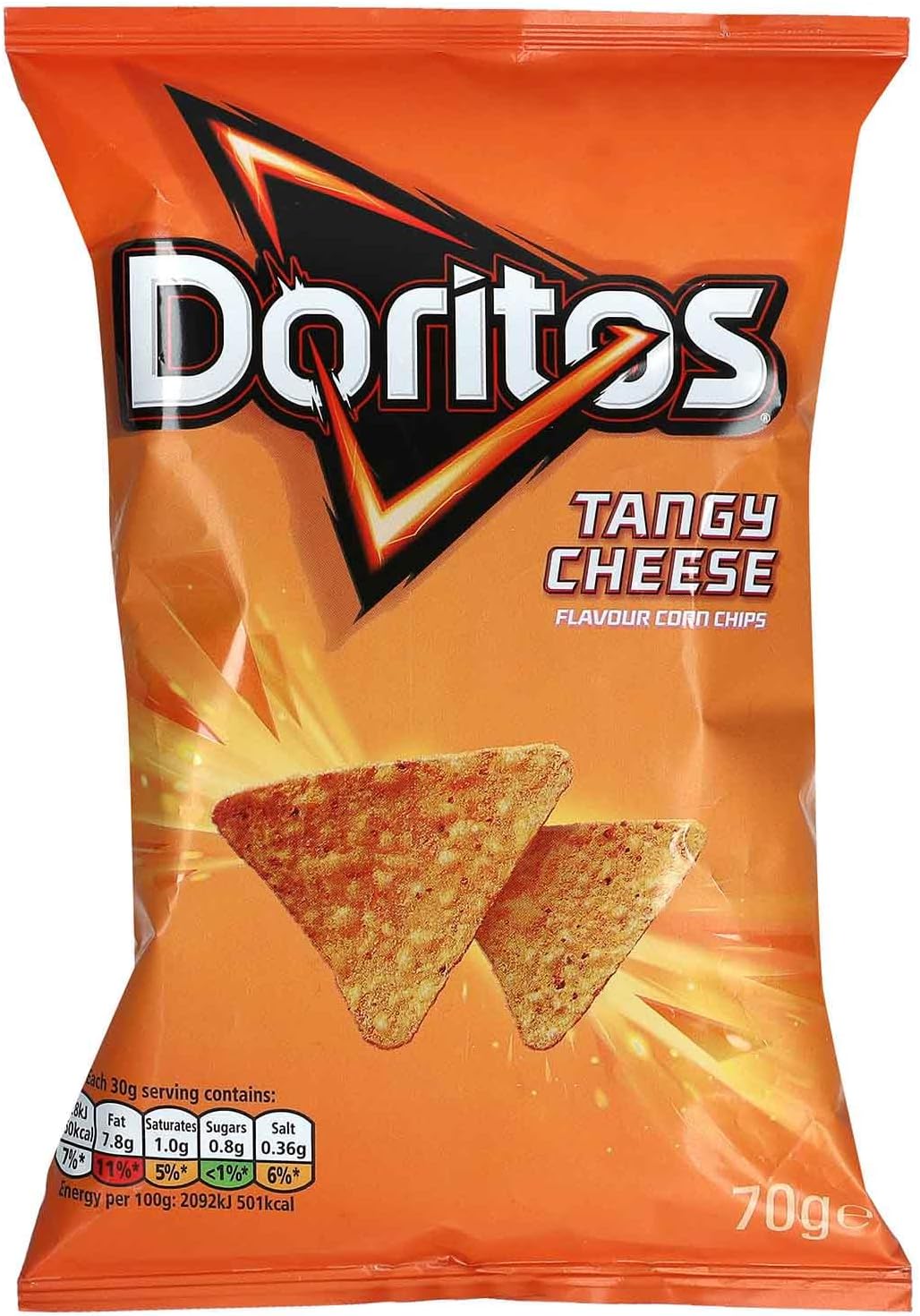 Doritos Tangy Cheese Flavour Corn Chips, 2.47 oz ℮ 70 g