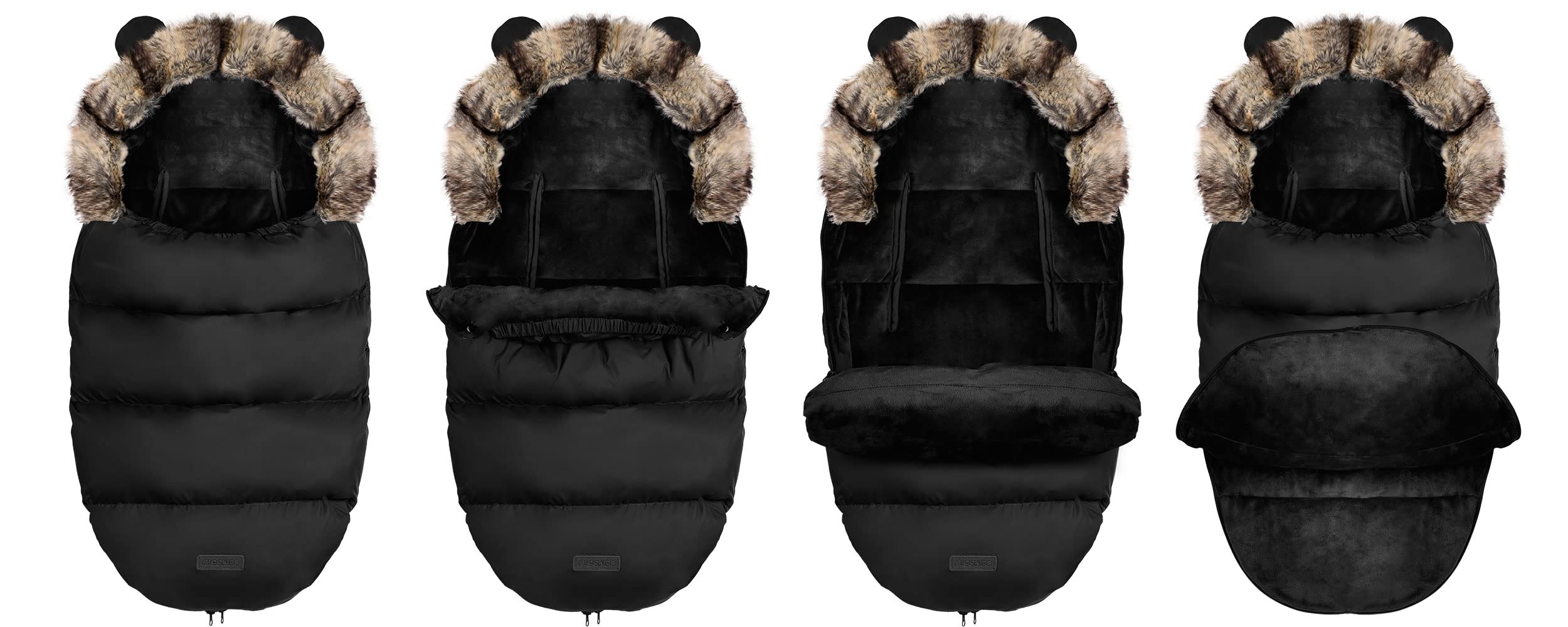 Ricokids - Coprigambe invernale per passeggino, 96 x 45 cm, colore: Nero