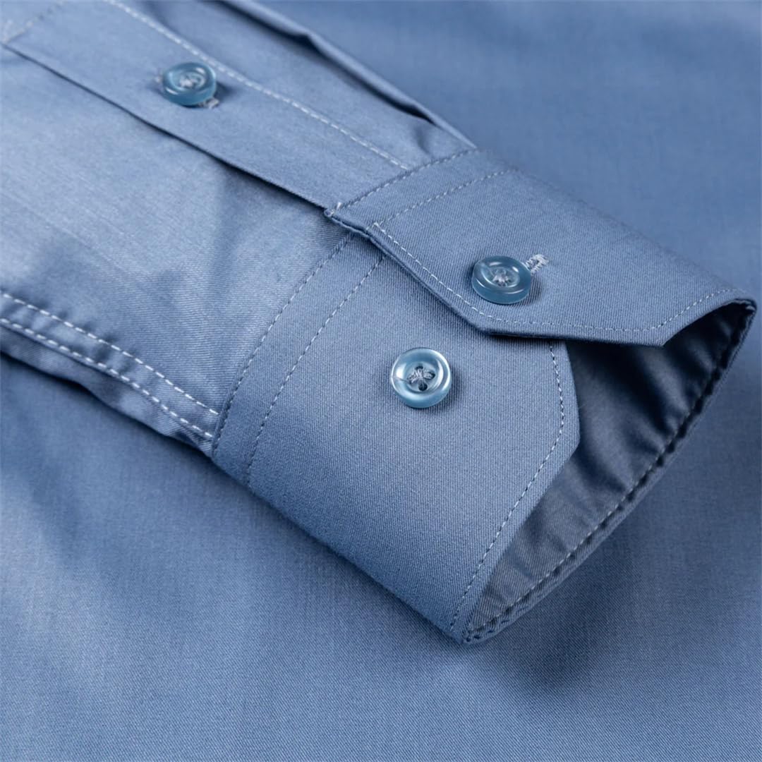 Yeuyyben Herrenhemd, ohne Tasche, bequem, weich, normale Passform, Langarmshirts