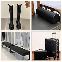 Vista 6 de Picheng Hojas de cuero sintético de vinilo: tela de piel sintética lisa negra impermeable de 54 x 36 pulgadas, tapicería de vinilo suave sintético