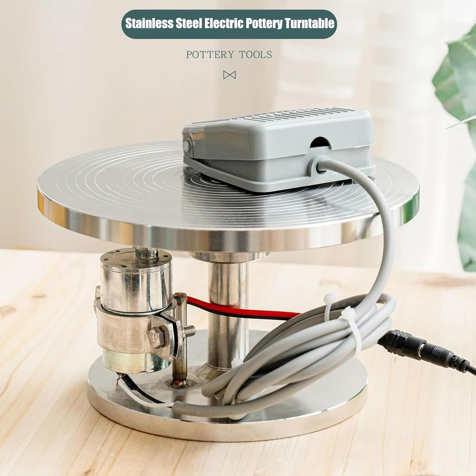 Plato Giratorio Eléctrico De Acero Inoxidable Para Cerámica, Pequeño Torno De Arcilla, Herramientas De Bricolaje Con Plato Giratorio De 20 Cm, Diseño De Anillo Antideslizante Y Ajuste De 0 a 120 RPM.