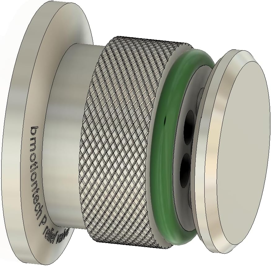 bmotiontech over pressure relief valve keeps vacuum chamber below excessive positive pressure < 1.5psig, improved version, One-piece valve body, minimized potential leak (KF25 flange)