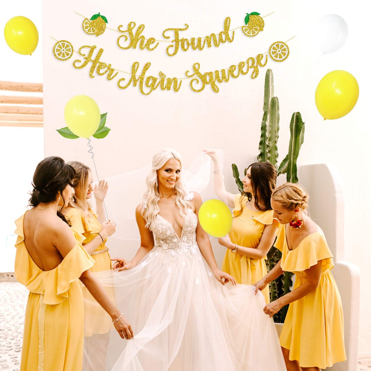 Lemon Bridal Shower Party Decoration Set She Found Her Main Squeeze Banner Cake Topper Yellow Balloons Arch Garland Bachelorette Gift Ideas Supplies
