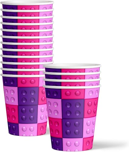 Miniatura 3 de Bloques de construcción rosados para fiesta de cumpleaños, juego de platos, servilletas, tazas para 16