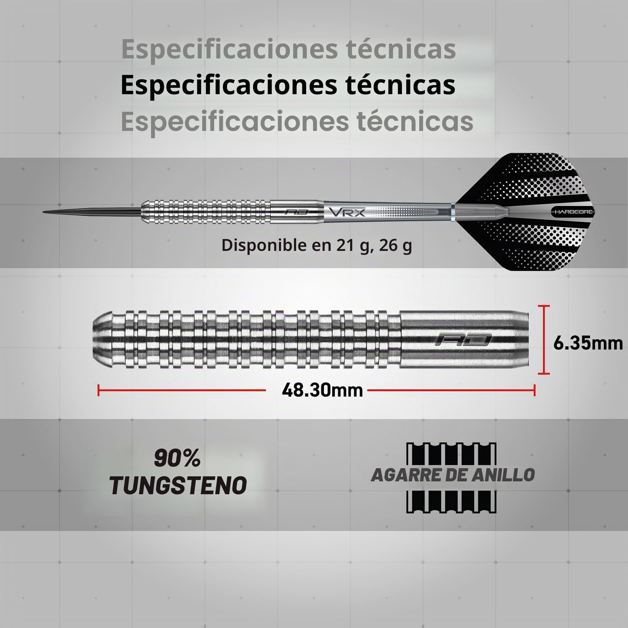 RED DRAGON Rebel 21g, 23g, 25g o 26g Dardos de Tungsteno de Punta de Acero con Plumas y Eje de Dardos