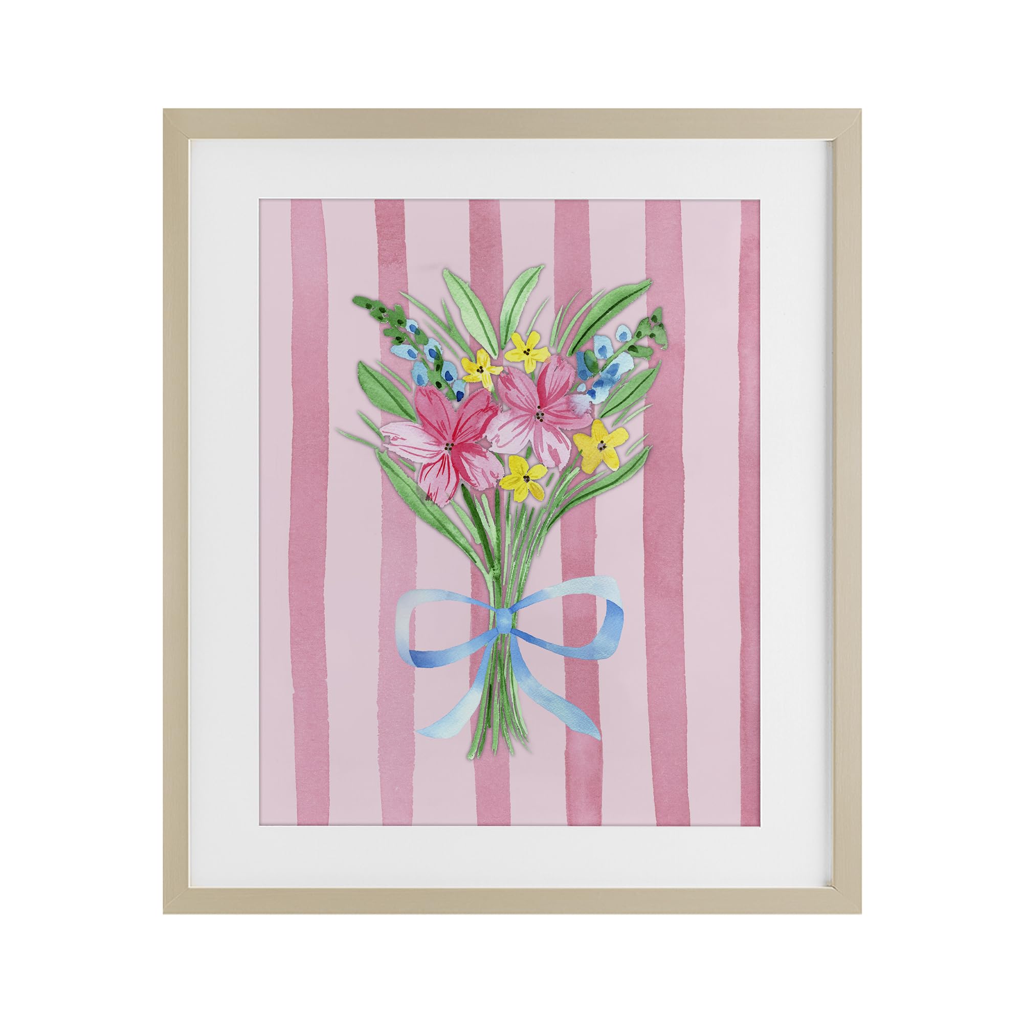 'Spring Bouquet Pink & Blue'| Framed Print Under Glass