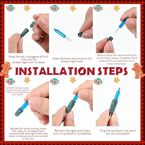 Miniatura 5 de Mudder 800 mini bombillas de repuesto para árbol de Navidad, 2.5 V, incandescentes, luces de vidrio con base, decoración de Navidad para interiores