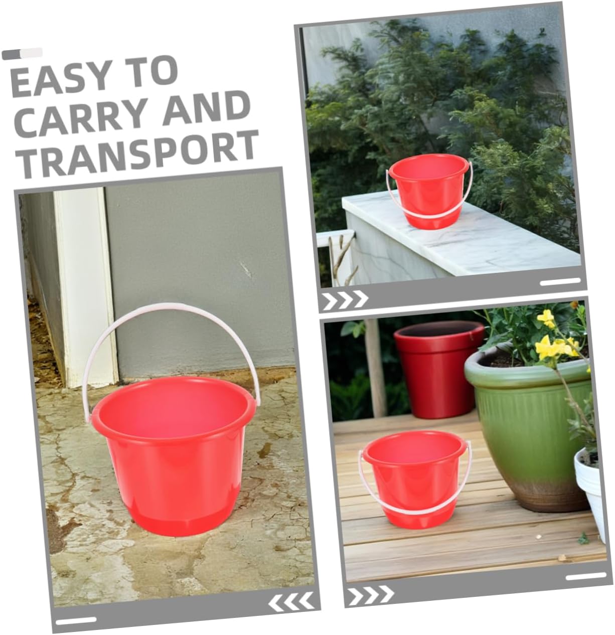 3pcs Portable Plastic Buckets for Cleaning Gardening and Car Washing Multi-Purpose Storage with Strong Handles for Home Use