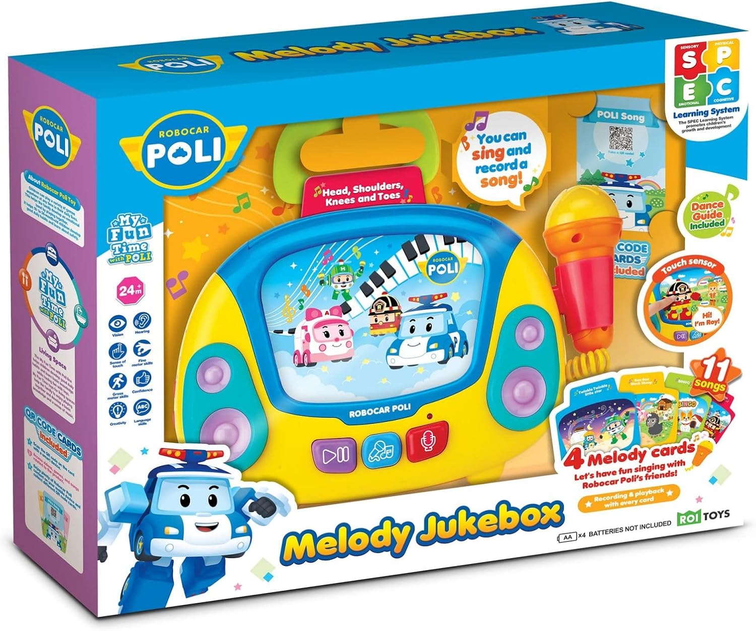 Robocar Poli 4 Pack Jukebox Poli+Amber+Roy+Helly Transforming Robot Action Figure Toys, 4" Transformable Emergency Vehicle Playset Gift for Kids Age 1-5