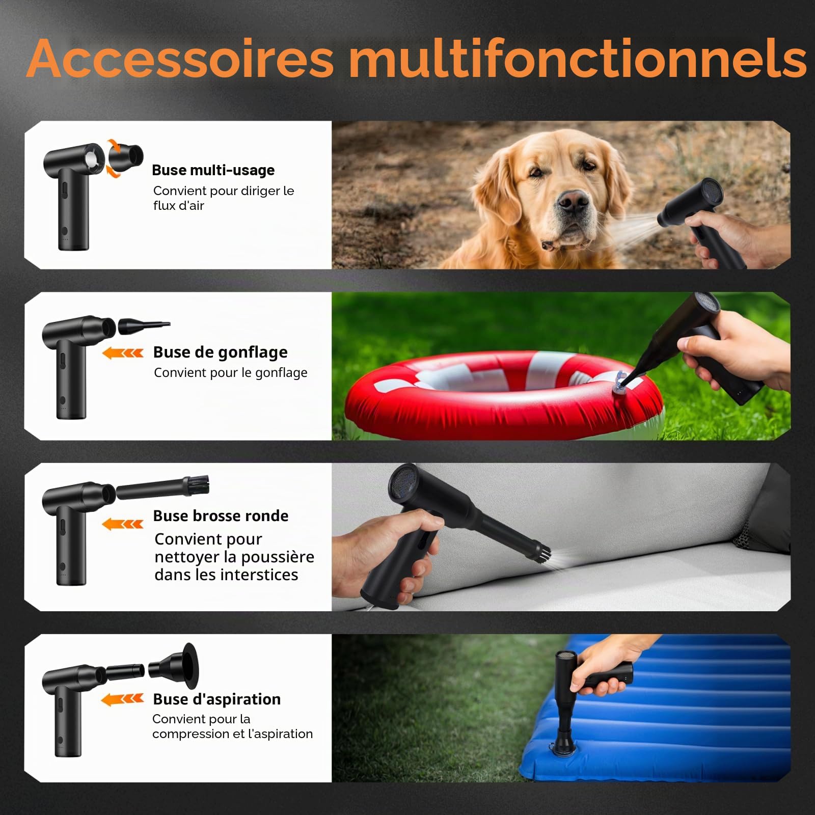 MERTTURM USB-C Souffleur Air Comprimé, 120000RPM Alliage D'aluminium Dépoussiérant Puissants Électrique, Air Comprimé Duster, Vitesse Réglable pour PC/Clavier/Voiture/Extérieur/Maison