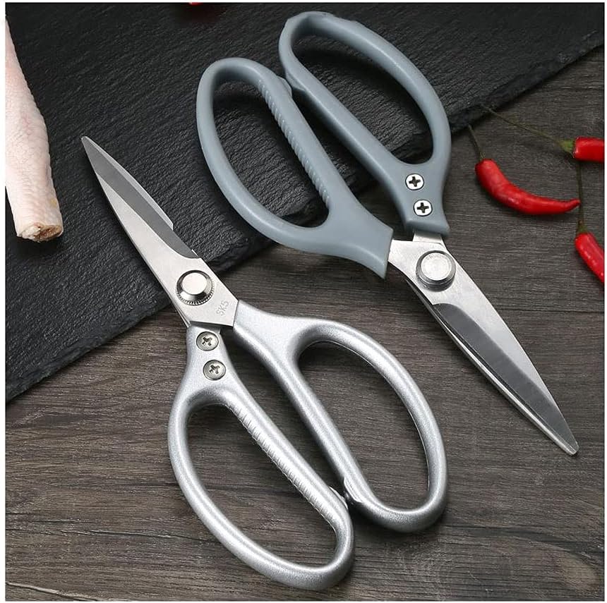CrafScissors Kitchen Scissors Household Multifunctional Stainless Steel Chicken BonManual Scissors(Blue green pink)