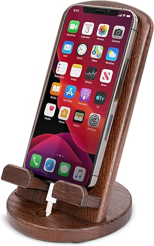 TESLYAR Soporte de madera para teléfono celular, organizador portátil para mesita de noche, para hombres, esposo, esposa, aniversario, papá,