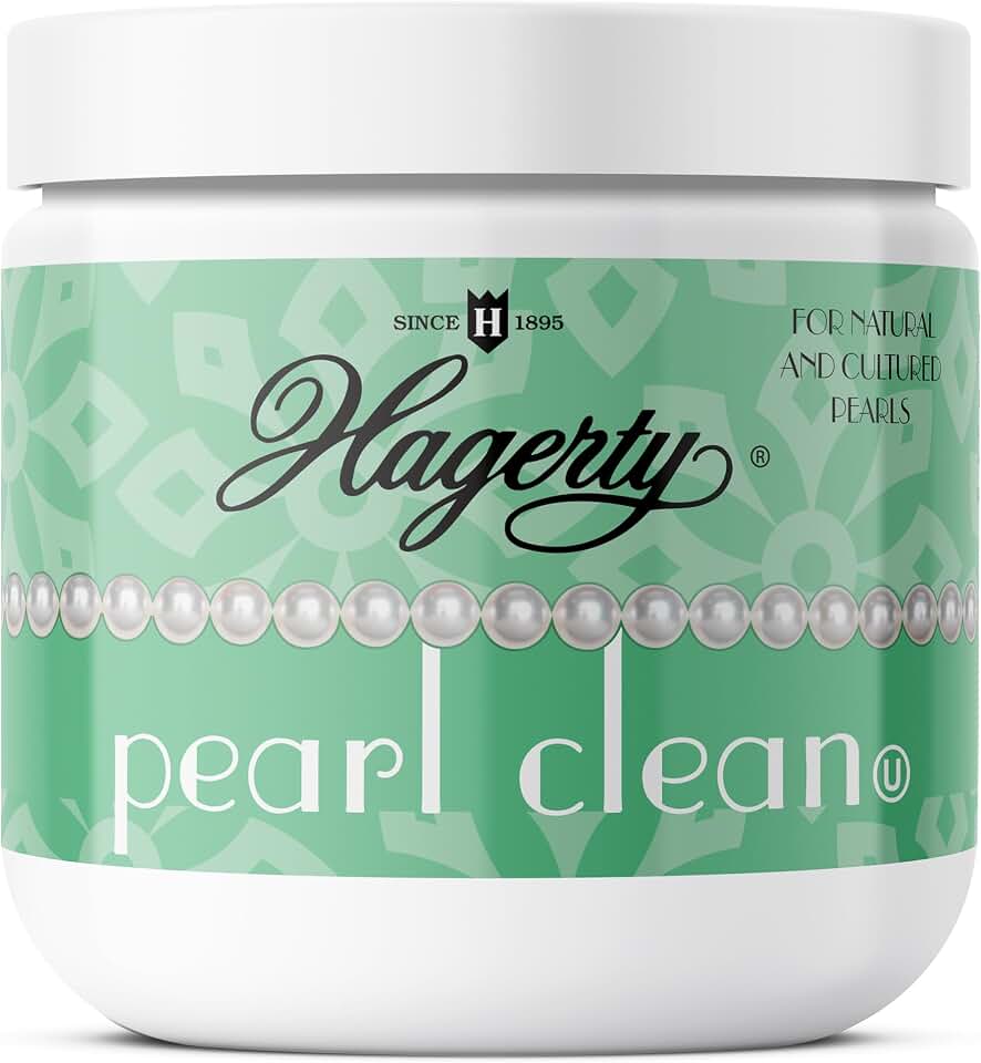 Hagerty Pearl Clean Jewelry Cleaner - Professional Jewelry Cleaning Liquid for Pearls, Gemstones, Delicate Porous Stones - Dipping Basket Included - Kosher Certified Pearl Jewelry Cleaner Kit 7 Oz.
