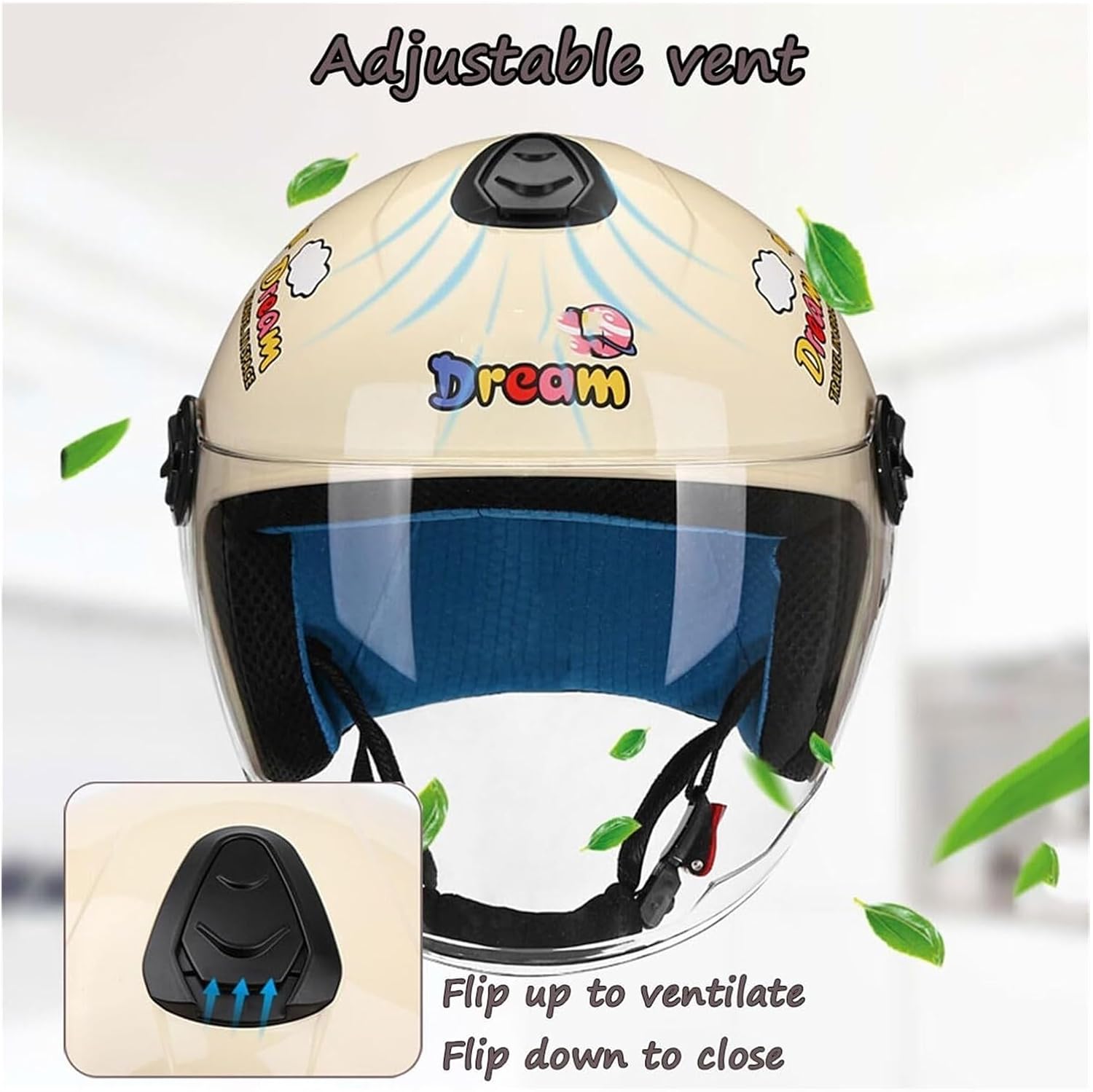 Cool Kids Motorcycle Half Helmets DOT Approved, Boys Girls Go-Kart Dirt-Bike Street Electric Scooter 3/4 Helmet,Comfortable Youth Child Moped Half Helmet