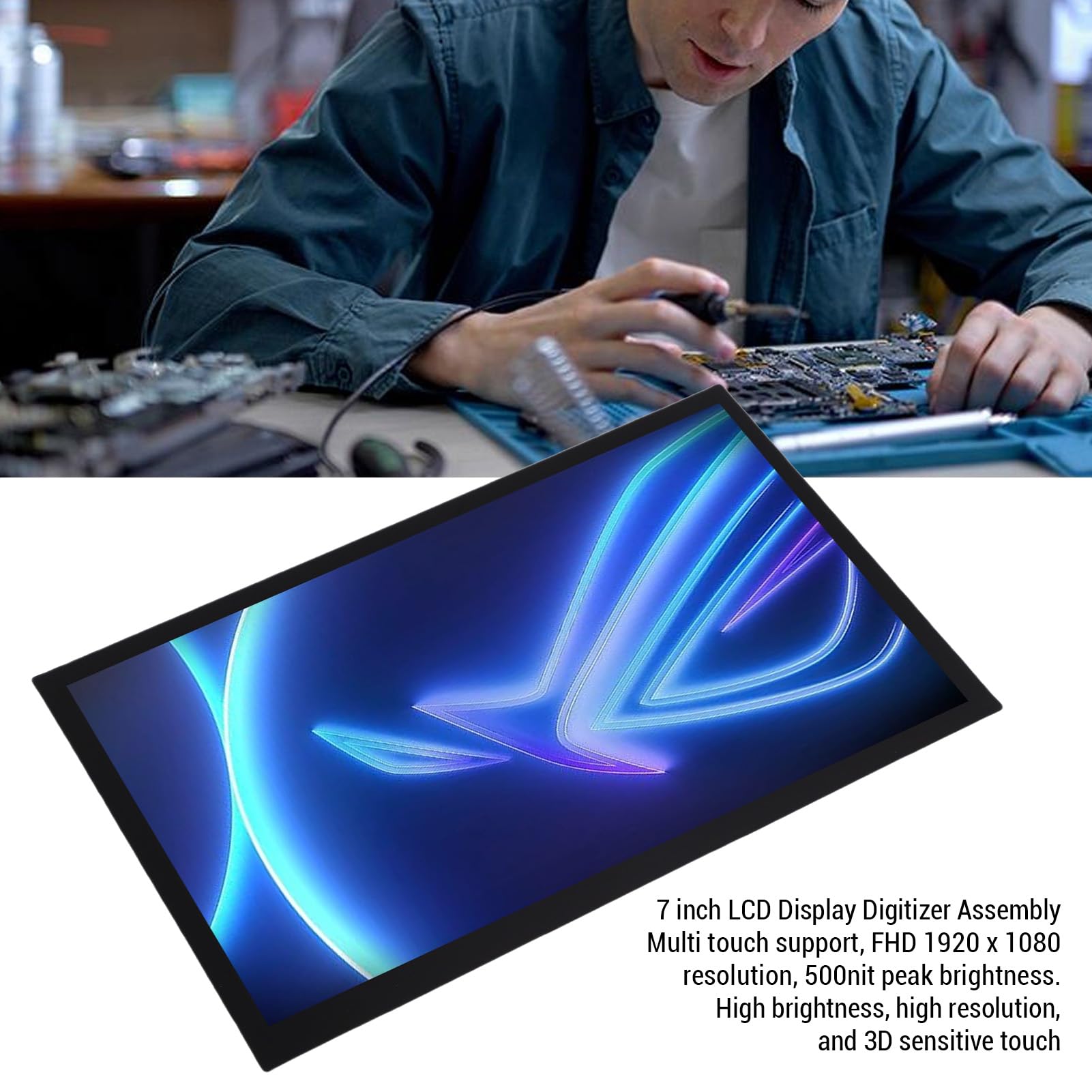 Diyeeni 7-calowy Wyświetlacz LCD Wymiana Ekranu Dotykowego dla Rog Ally 2023 RC71L Przenośna Konsola do Gier FHD 500 Nits Multi Touch Digitizer