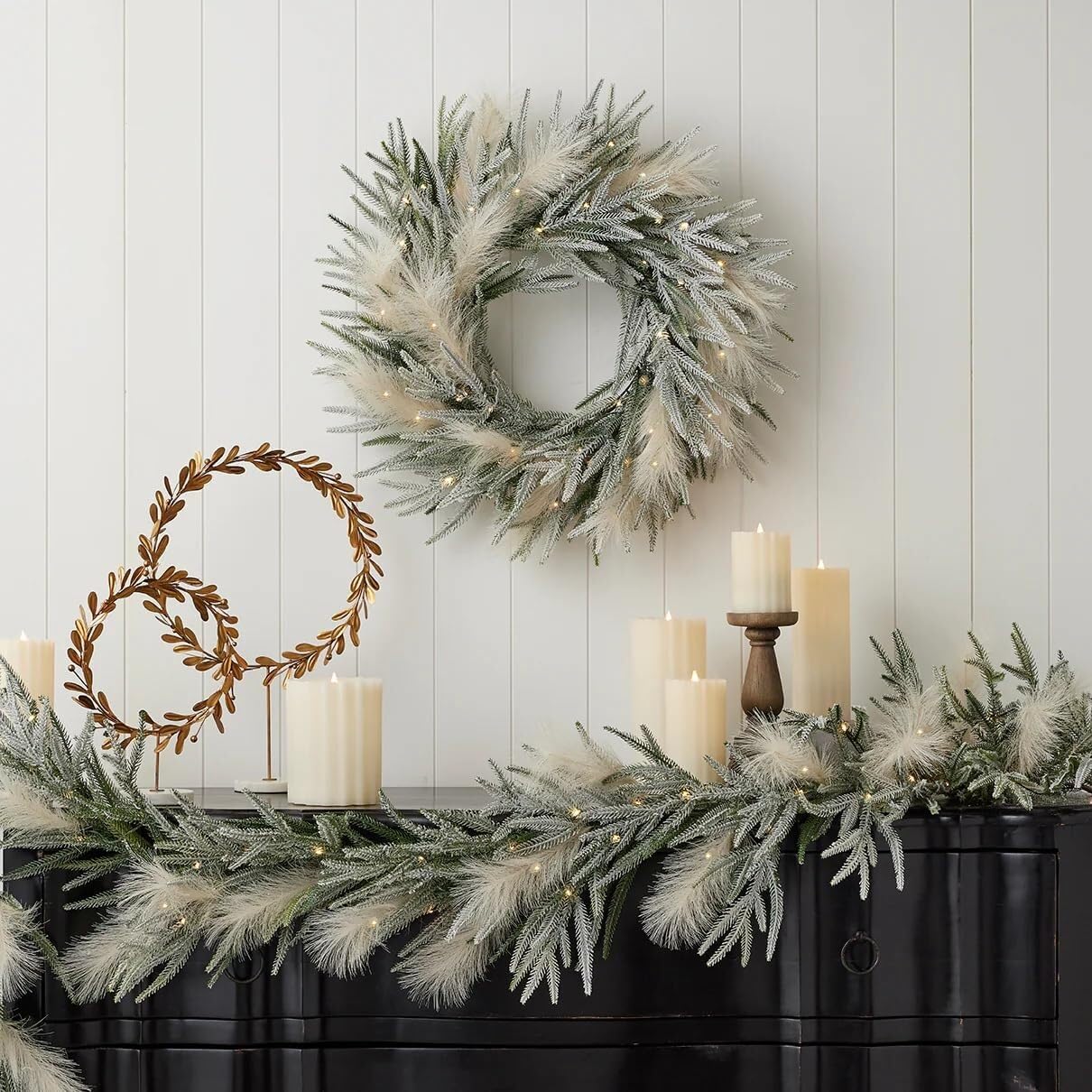 Winterkranz Dekokranz Künstlicher Weihnachtskranz for Drinnen Und Draußen, Weihnachtsdekoration, Girlande Adventskranz Christbaumschmuck(7 3/8)