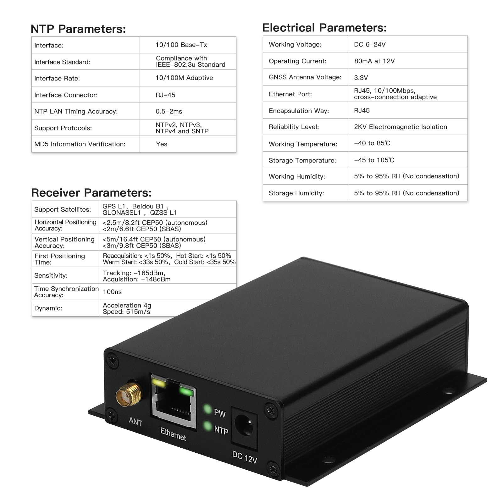 FC-NTP-MINI NTP Server Desktop Netzwerk Zeitserver Ethernet Port GPS Beidou GLONASS QZSS