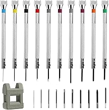 21 Pcs Watchmakers Screwdriver Set 0.6-1.6 mm Precision Screwdriver Kit for Jewellers Watch Eyeglasses Clocks Jewelry Tools Repair Magnetizer (10 Screwdrivers 10 bits 1 demagnetizer)