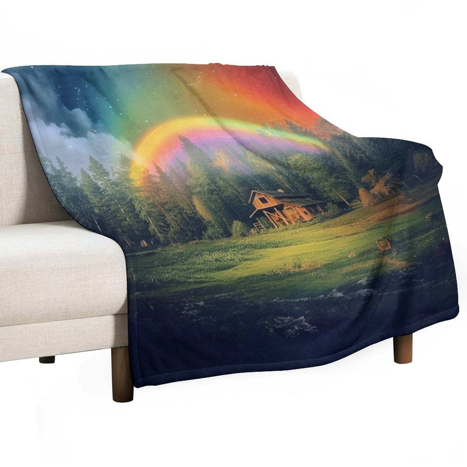 Ecwecc Girls Style-18 Rainbow Blanket Gifts For Humans Sofa Throws Colourful Landscape Soft Cozy Warm Flannel Bedding For Kids Adults Couch Travel Outdoor Birthdays Valentine's Day 150X200cm