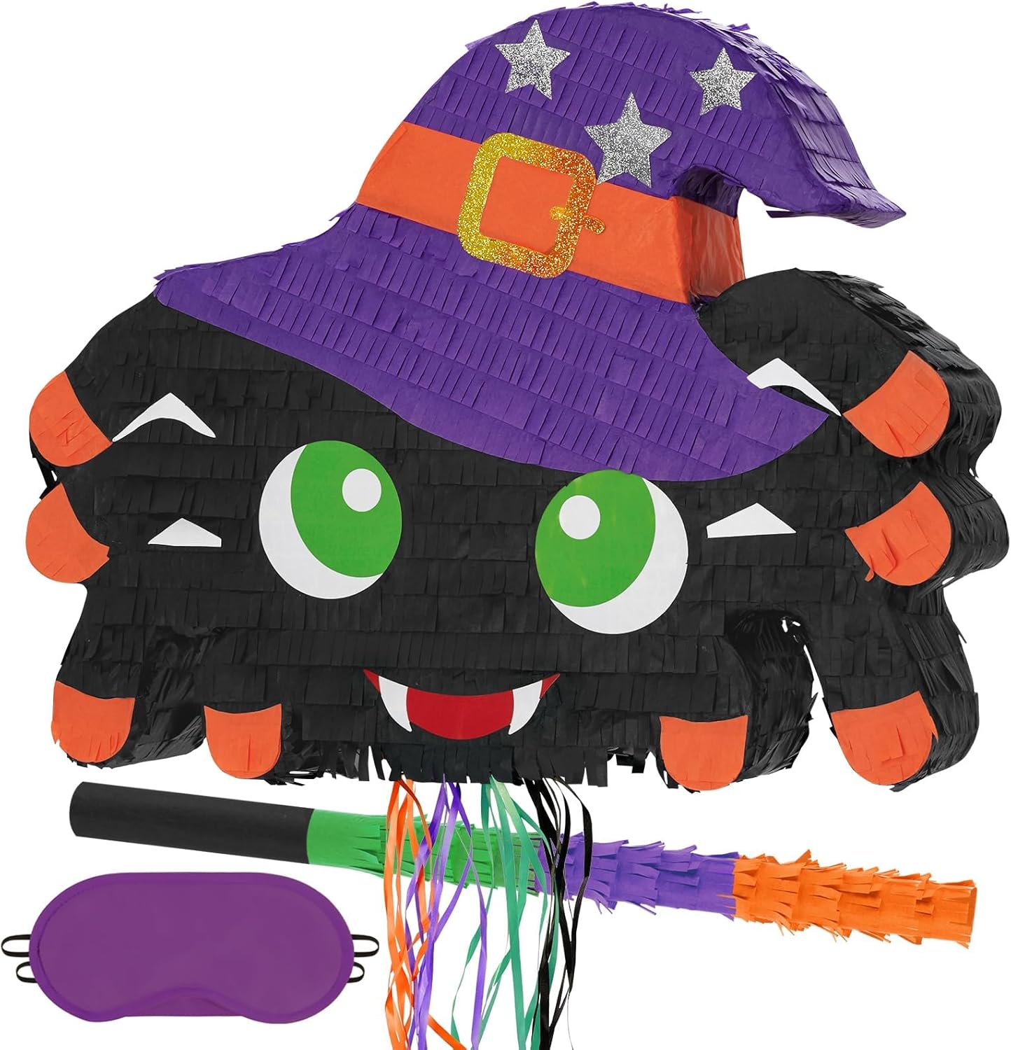 WERNNSAI Halloween Pinata - Halloween Party Game Decorations for Kids Birthday Theme Party Supply Baby Hallo-ween Costume Party Decoration with Bat Blindfold Halloween Spider