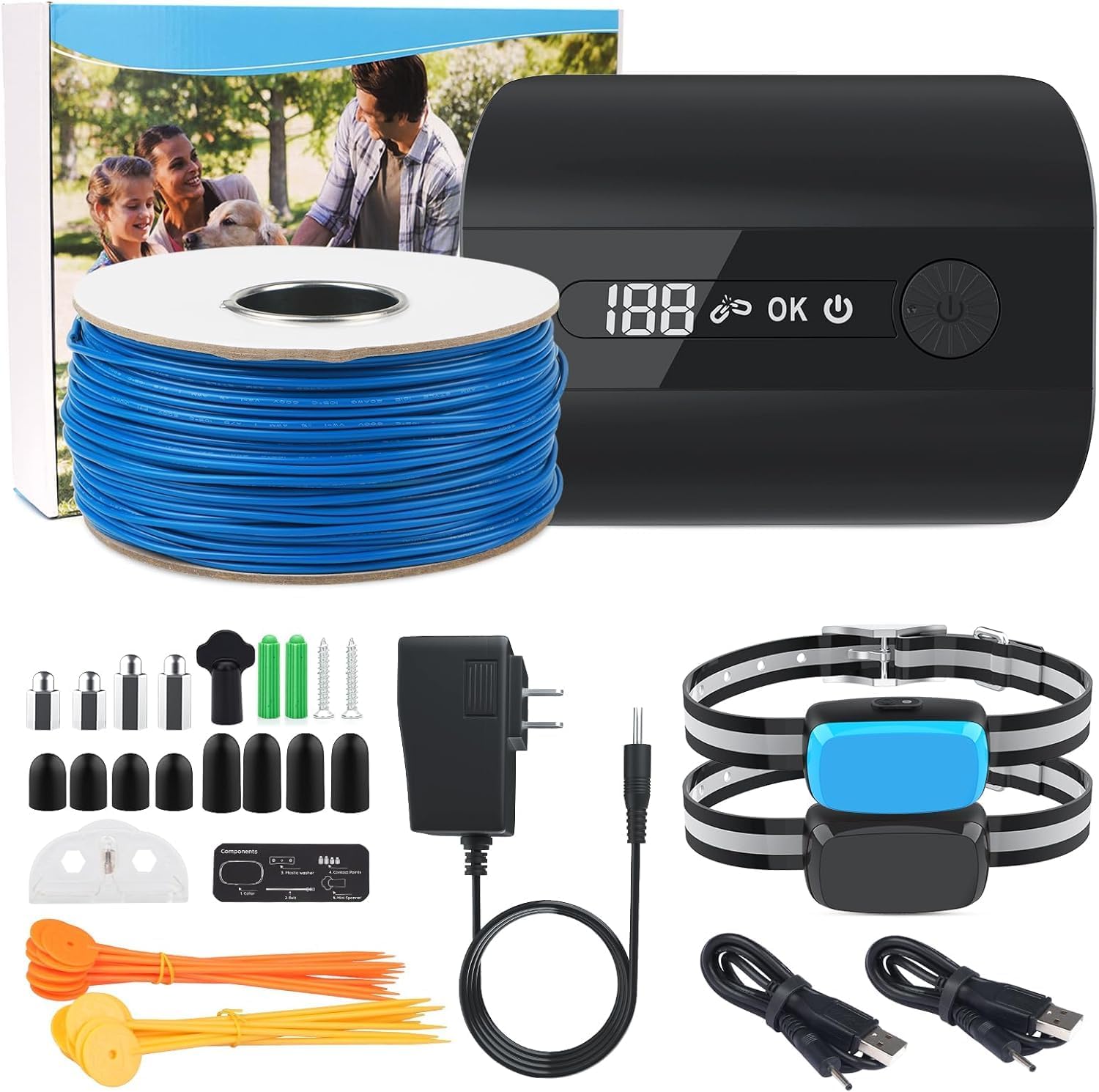 Electric Fence for Dog, 2025 Underground Dog Fence for 2 Dogs Containment System In Ground Electric Dog Fence with Waterproof Training Collar, Tone Shock Correction, Covers up to 3/4 Acre