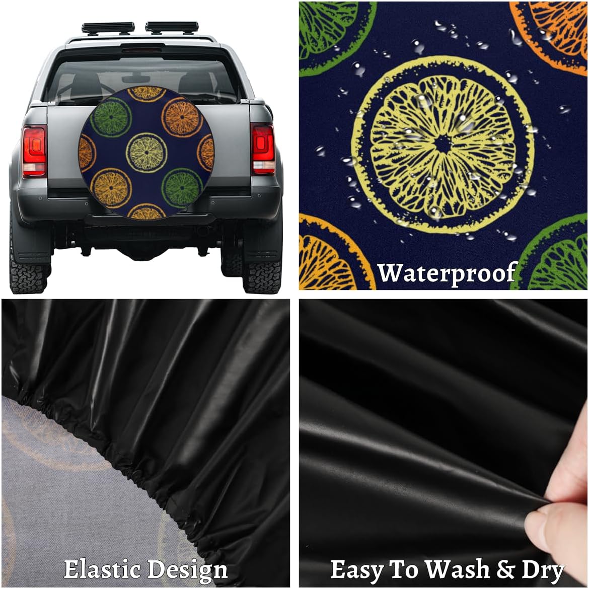 Abstract Orange Slices Tire Covers Portable Spare Tire Cover Soft Durable Waterproof Dustproof Set of 4 Bags 16 Inches for Car Truck SUV Trailer Camper