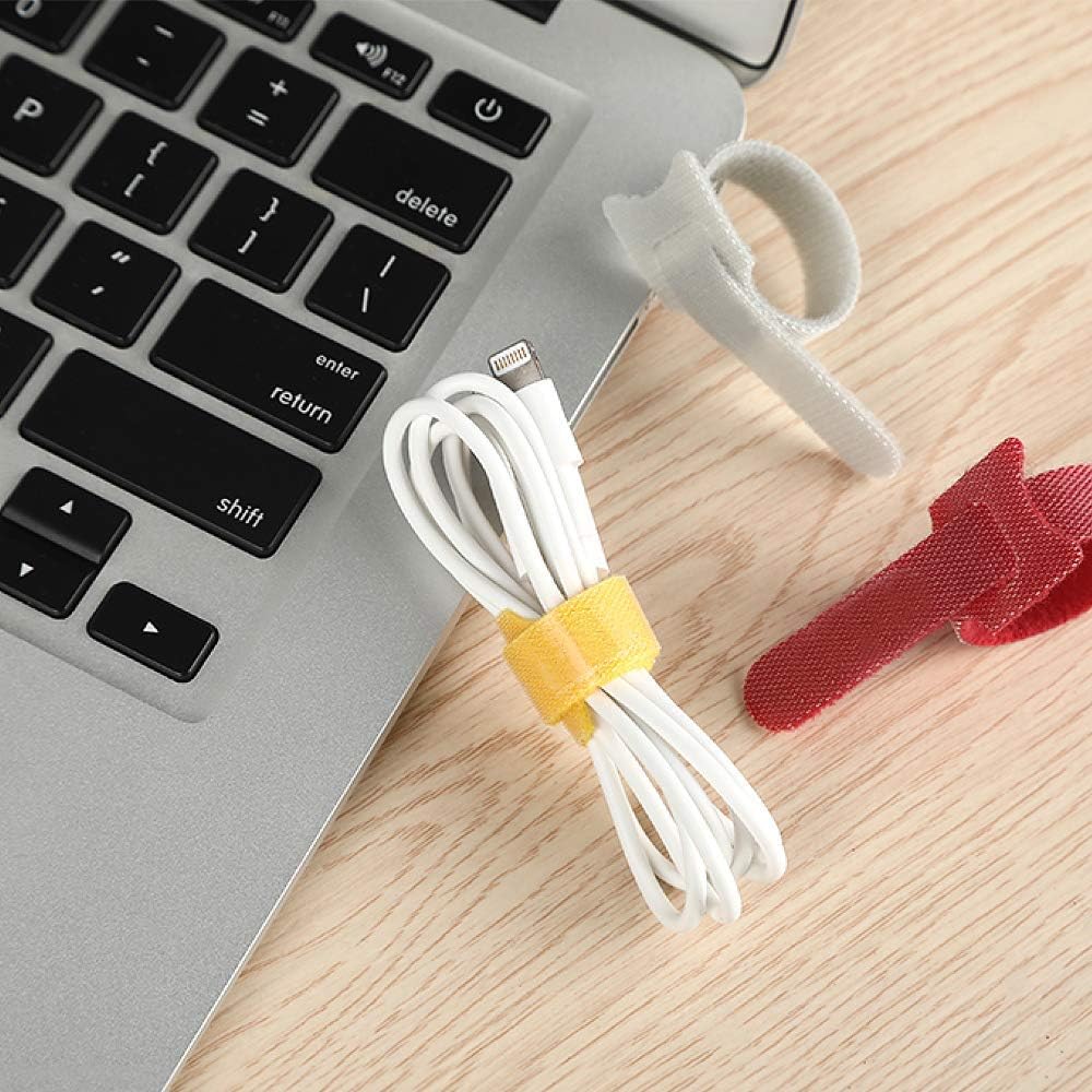 LuBanSir Cable Ties Reusable Fastening Tapes, 120 Pcs (60 pcs 8” & 60 pcs 4”) Nylon Cord Ties for Wire Cable Management - 6 Colors