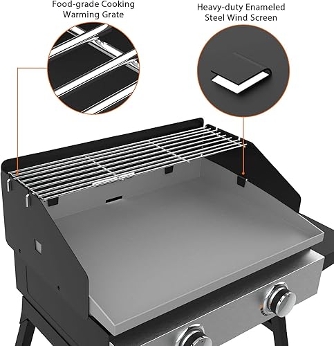 Miniatura 5 de MixRBBQ Juego de parrilla de viento y calentador para parrilla Blackstone de 22 pulgadas, accesorios para parrilla de cocina al aire libre, pantalla