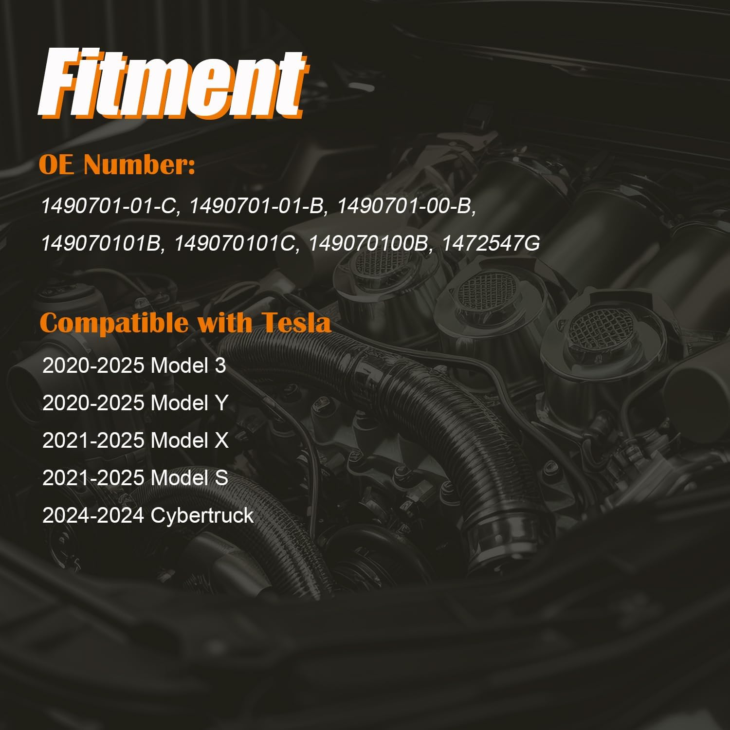 Pre-Programmed TPMS Sensor Tire Pressure Monitoring Sensor 1490701-01-C fit for Tesla Model 3 Model Y Model X Model S Cybertruck 2020 2021 2022 2023 2024 2025, 1490701-01-B, 149070101C (4)