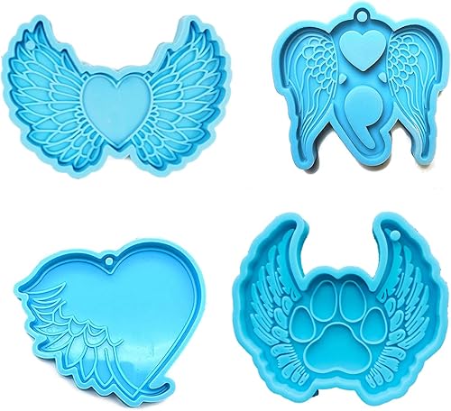 4 piezas de llaveros de alas de ángel de amor moldes de resina de silicona moldes de resina epoxi para hacer joyas